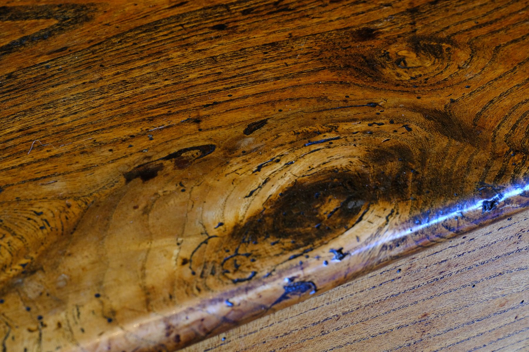 Early 19th Century English Elm Six Plank Coffer Chest with Internal Till