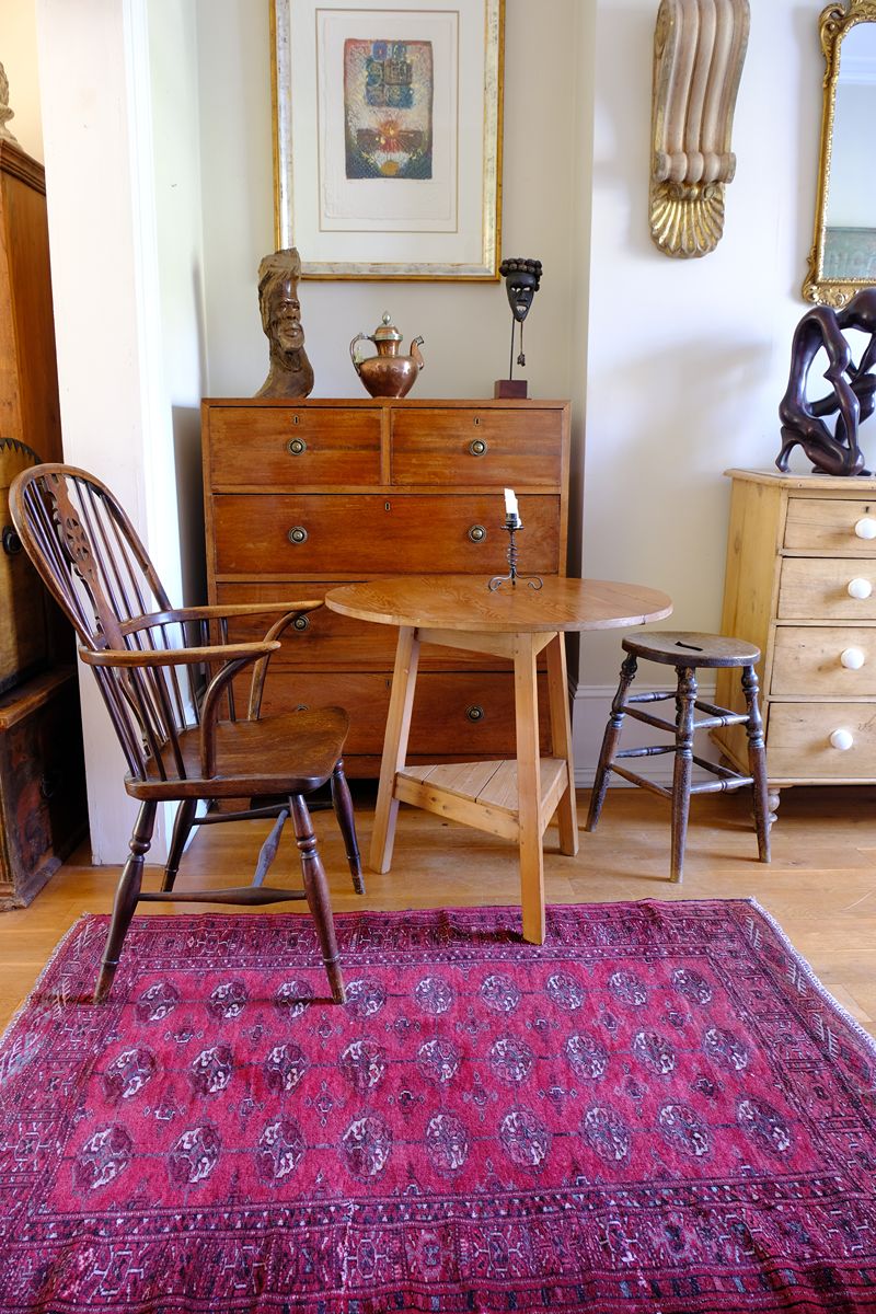 19th Century Pine Cricket Table with Triangular Under-Tier Shelf