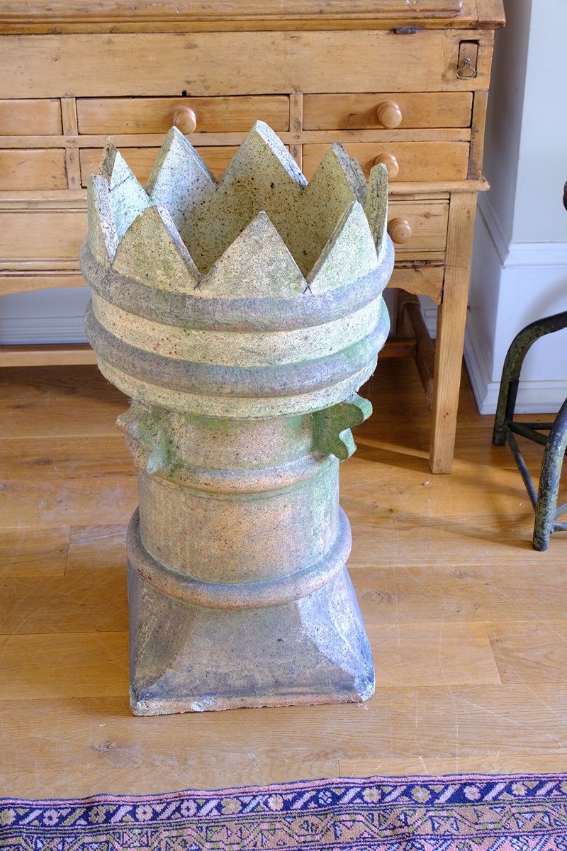 Late Victorian English Buff Terracotta Crown Chimney Pot, dating to around 1880