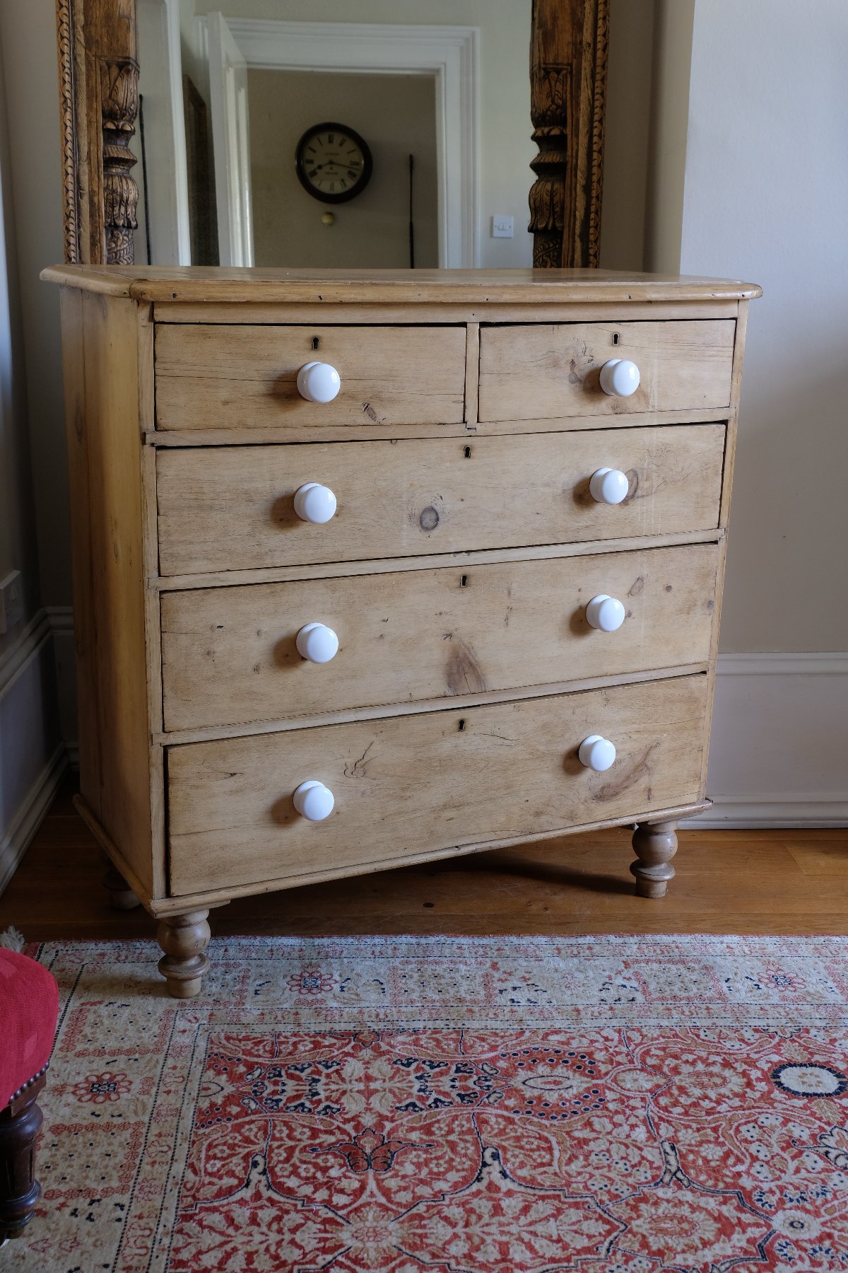 Antique Pine Chest of Drawers – Late Victorian English Country 2 Over 3 Rustic Chest